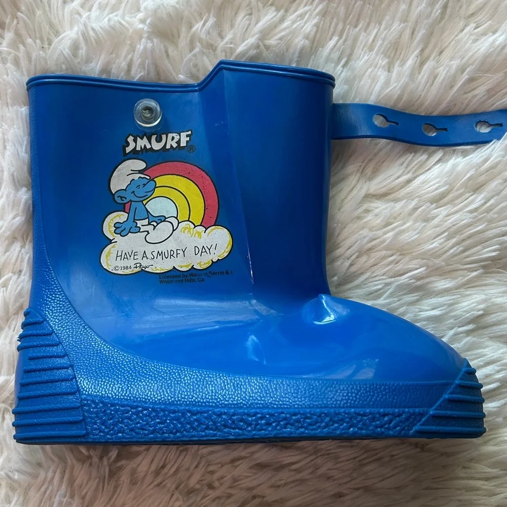 Kids Rain Smurf Boots Size 11 Blue-Vintage. Peyo Smurf Boots-Kids Rain boots
